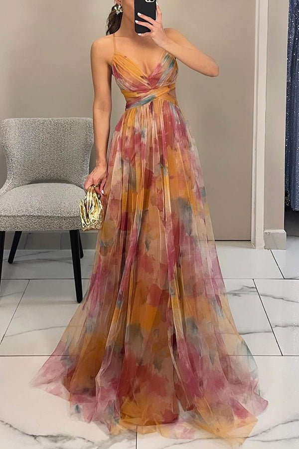 Alina – Langes Kleid mit V-Ausschnitt für Hochzeitsgäste
