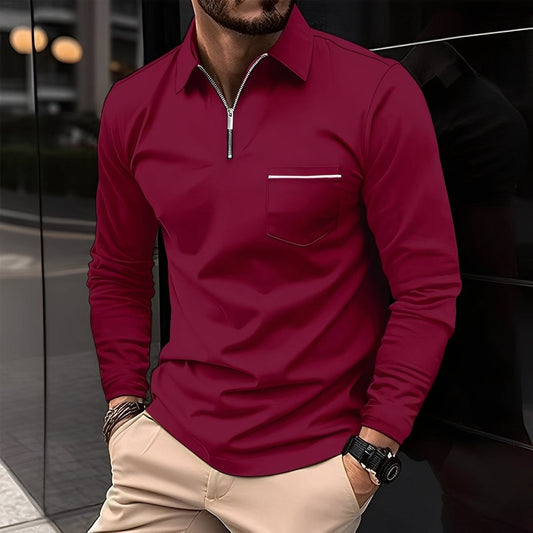 Bernard - Bequemes Langarm-Poloshirt mit Herren-Tasche