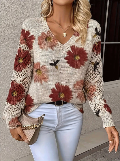 Ashtyn - Eleganter Damenpullover mit Blumenmuster