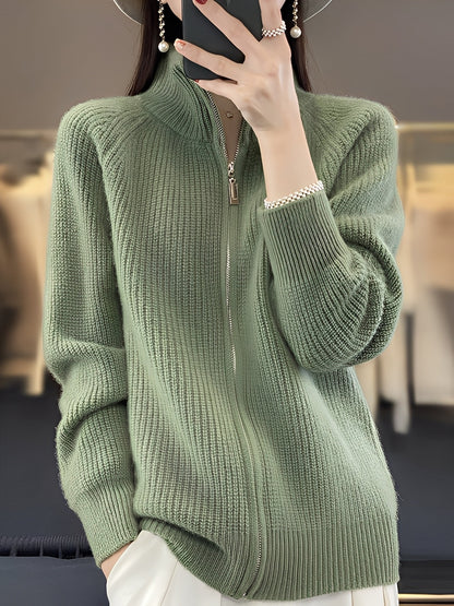 Brylee - Moderne Wollstrickjacke für Damen mit Reißverschluss
