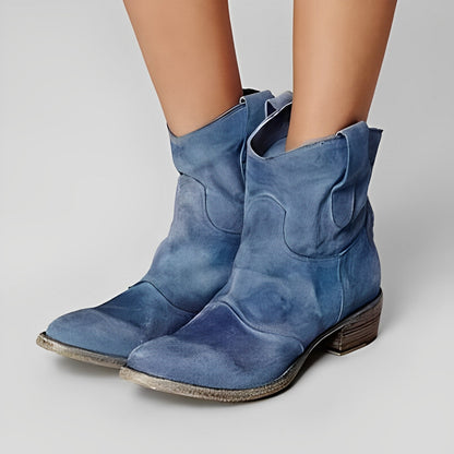 Adaline - Damen-Retro-Cowboy-Stiefel mit niedrigem Absatz