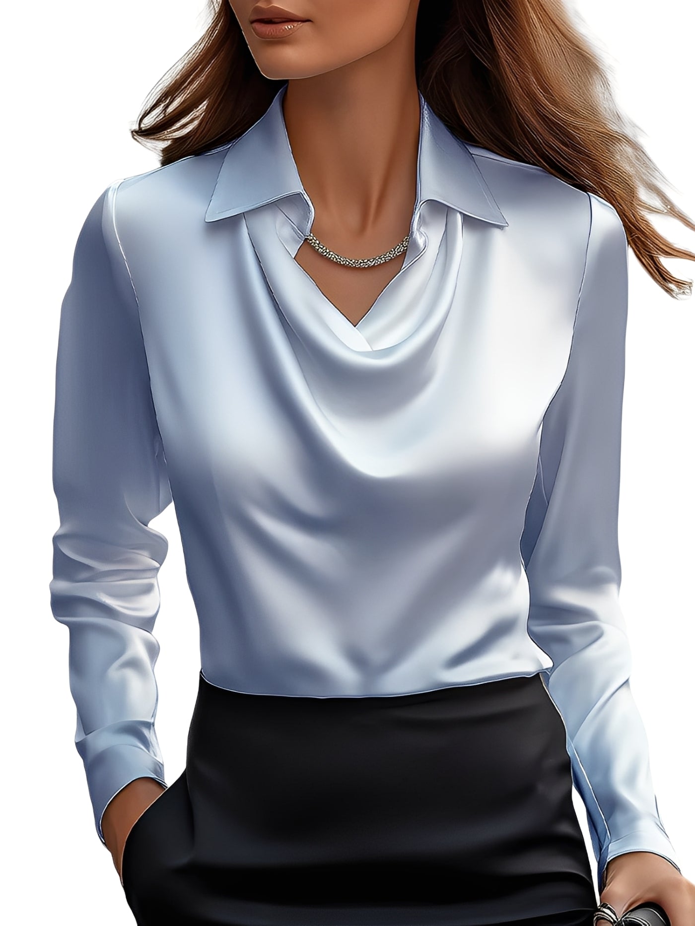 Dionne - Elegante Satinbluse für Damen mit langen Ärmeln