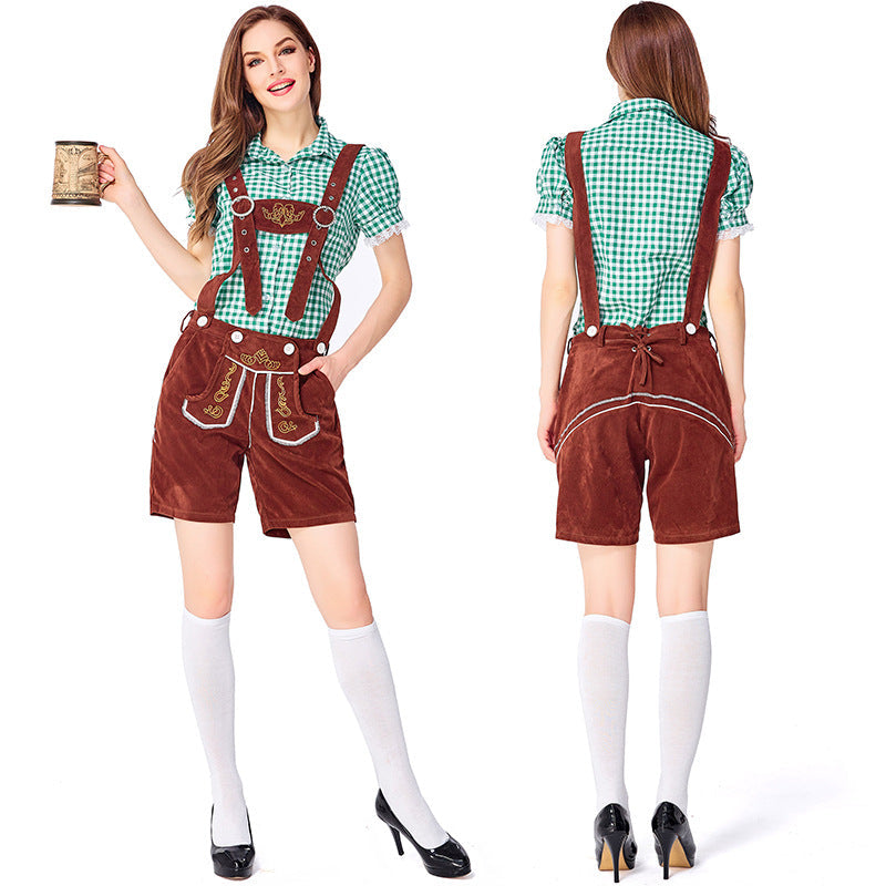 Dahlia - Oktoberfest-Outfit mit karierten Overalls für Frauen