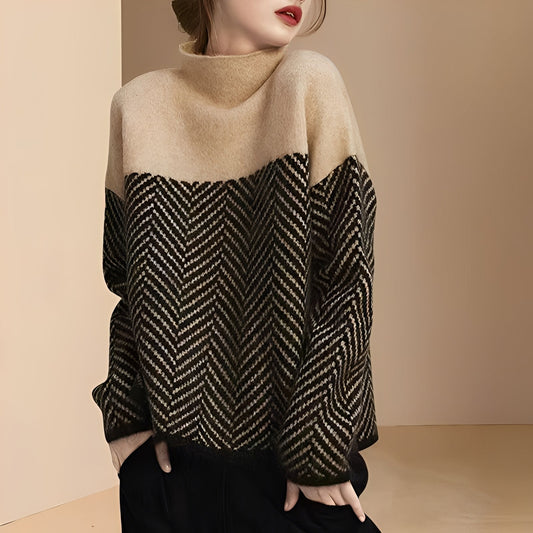 Antonia - Eleganter Patchwork-Strickpullover für Frauen