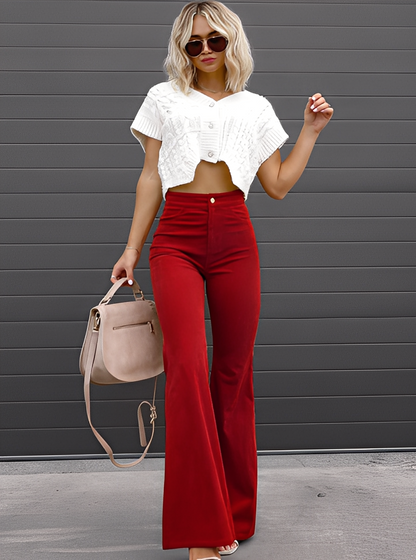 Deziree - Bequeme Hose mit weitem Bein und hohem Bund für Damen