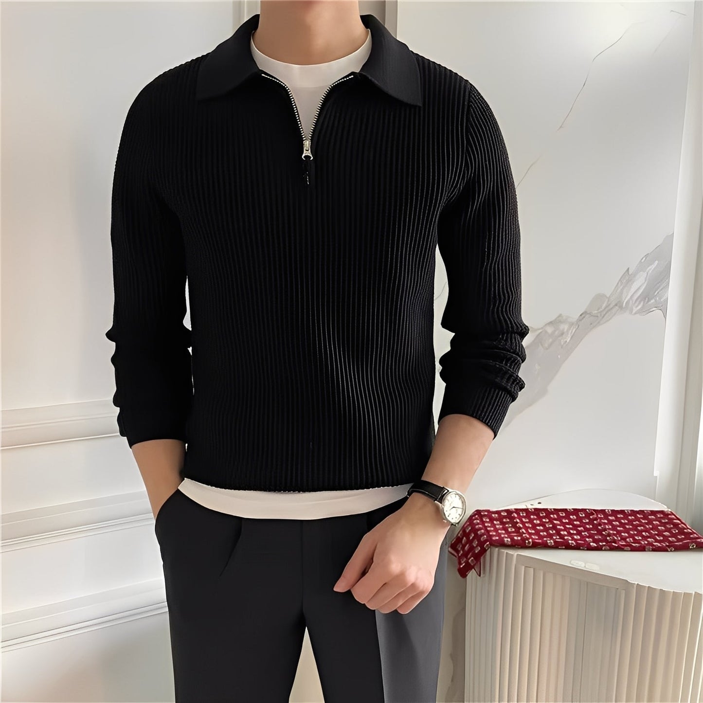 Justin - Eleganter Herrenpullover mit Zipper