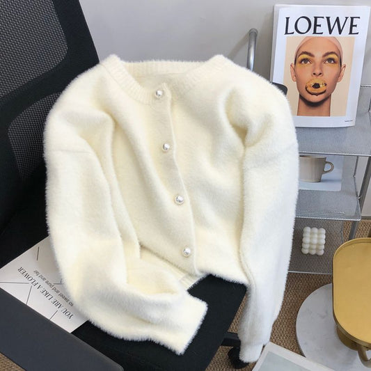 Natille - Frauen Strickjacke aus weichem Kunstfell