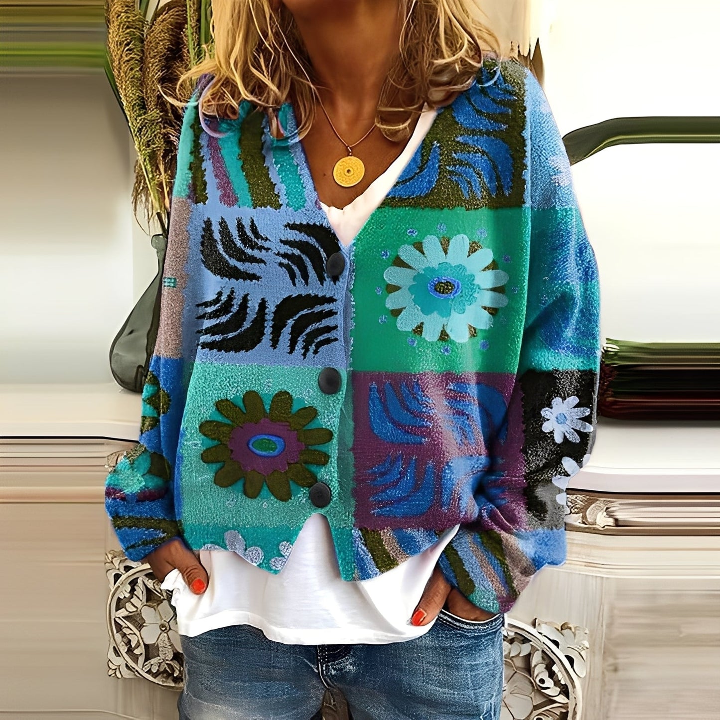 Nydia - Bequemer, weicher Damensweater mit Muster