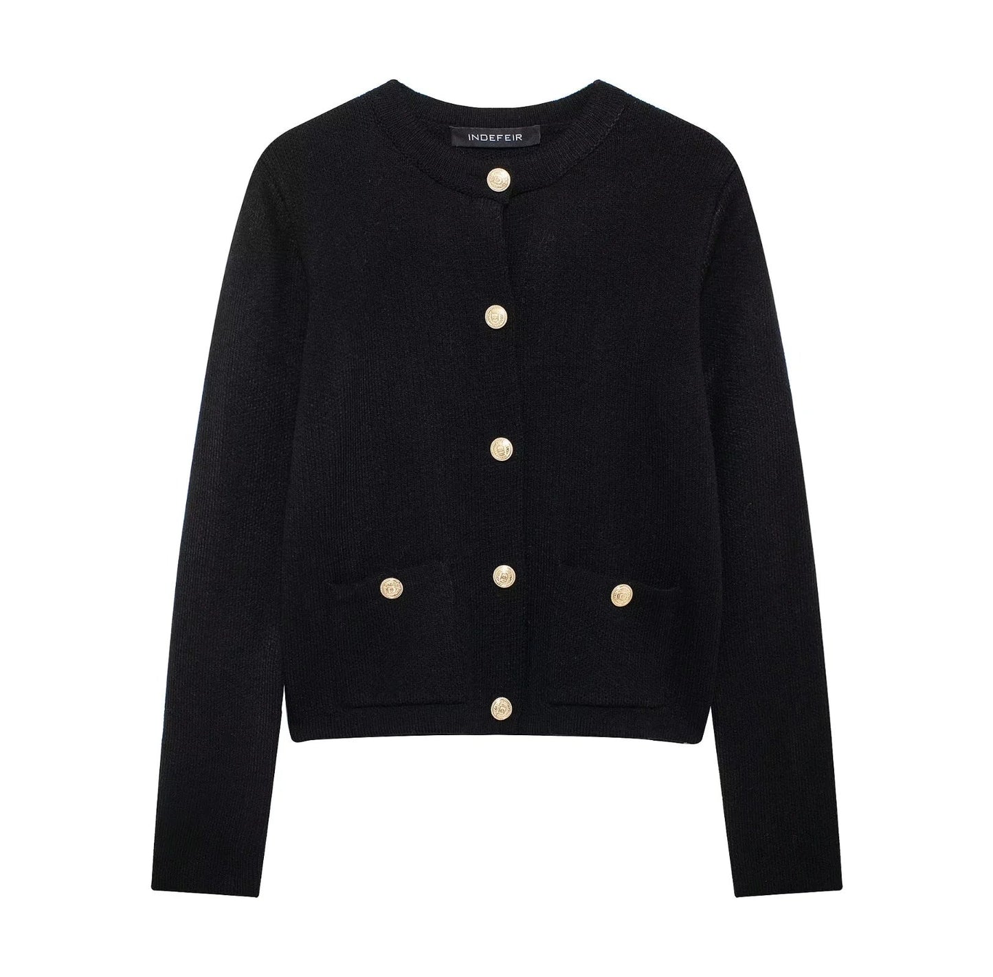 Zinnia - Bequeme Strickjacke mit goldenen Knöpfen für Damen