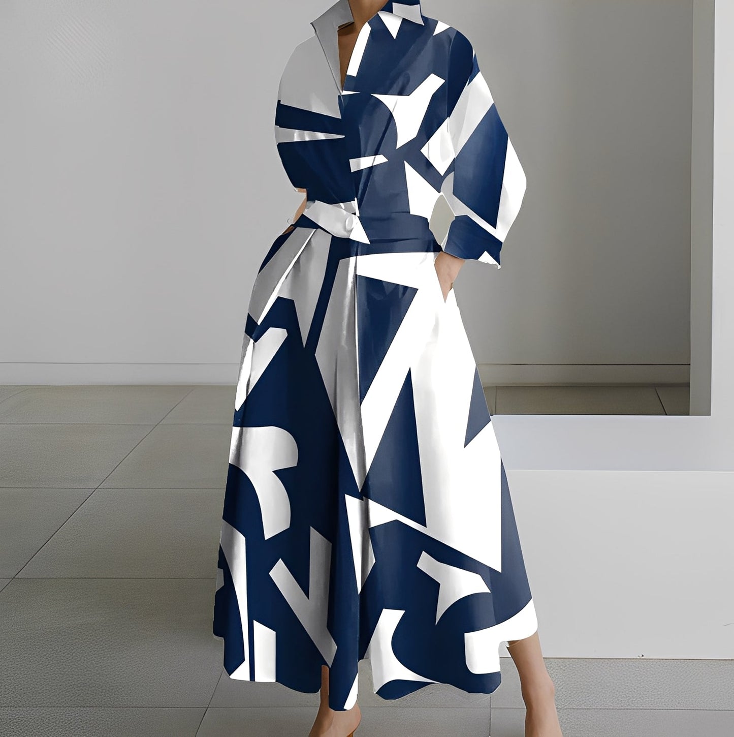 Lavina - Gemütliches Damenkleid mit langen Ärmeln und Taschen