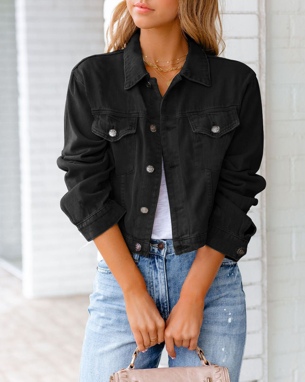 Paulene - Stylische Jeansjacke mit Knöpfen und Taschen