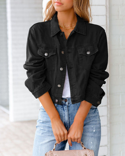 Paulene - Stylische Jeansjacke mit Knöpfen und Taschen