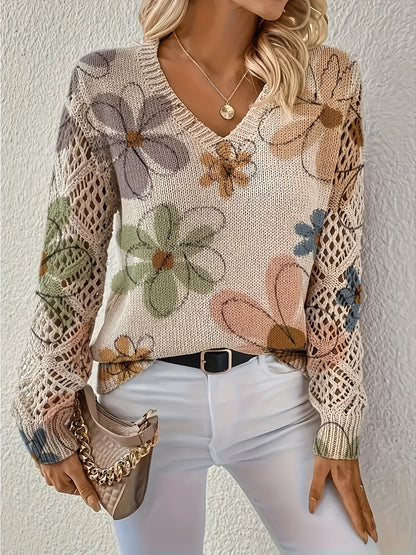 Ashtyn - Eleganter Damenpullover mit Blumenmuster