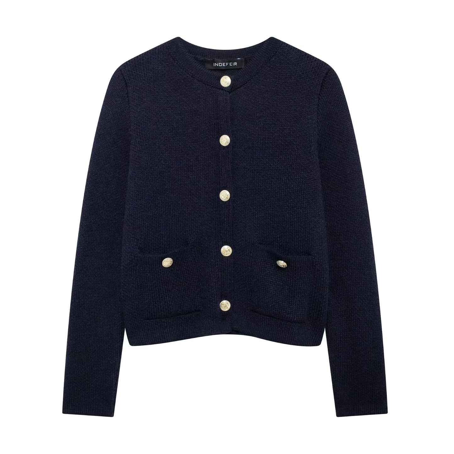 Zinnia - Bequeme Strickjacke mit goldenen Knöpfen für Damen