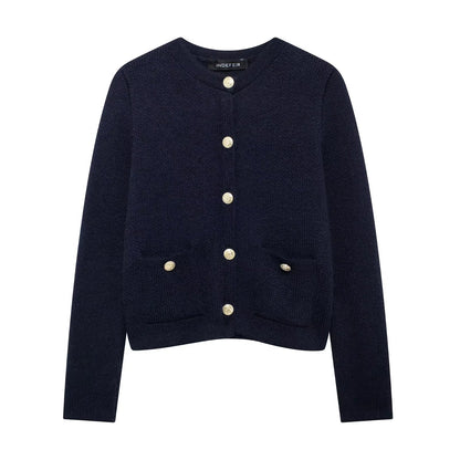 Zinnia - Bequeme Strickjacke mit goldenen Knöpfen für Damen