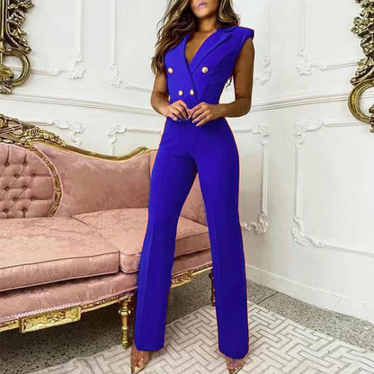 Kianna - Ärmelloser Damen-Jumpsuit mit V-Ausschnitt