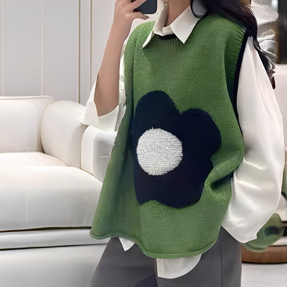 Lavina - Bequeme Strickweste mit Blumendesign für Frauen