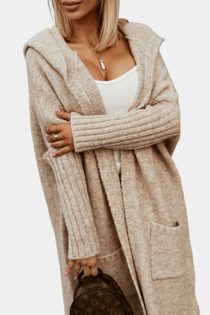 Melyssa - Damen-Strickjacke, lang und leicht offen