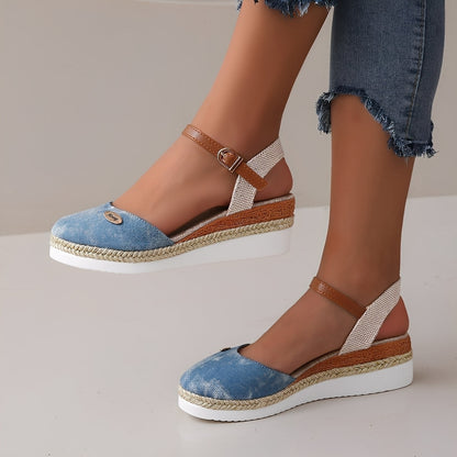 Elinor - Bequeme Keilabsatz-Hanfsandalen für Frauen