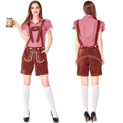 Dahlia - Oktoberfest-Outfit mit karierten Overalls für Frauen