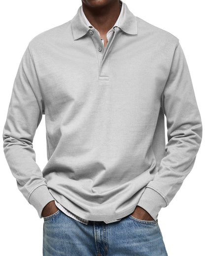 Dewey - Einfaches Langarm-Poloshirt für Herren
