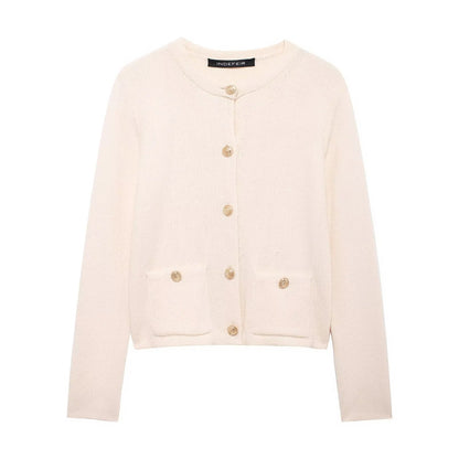 Zinnia - Bequeme Strickjacke mit goldenen Knöpfen für Damen