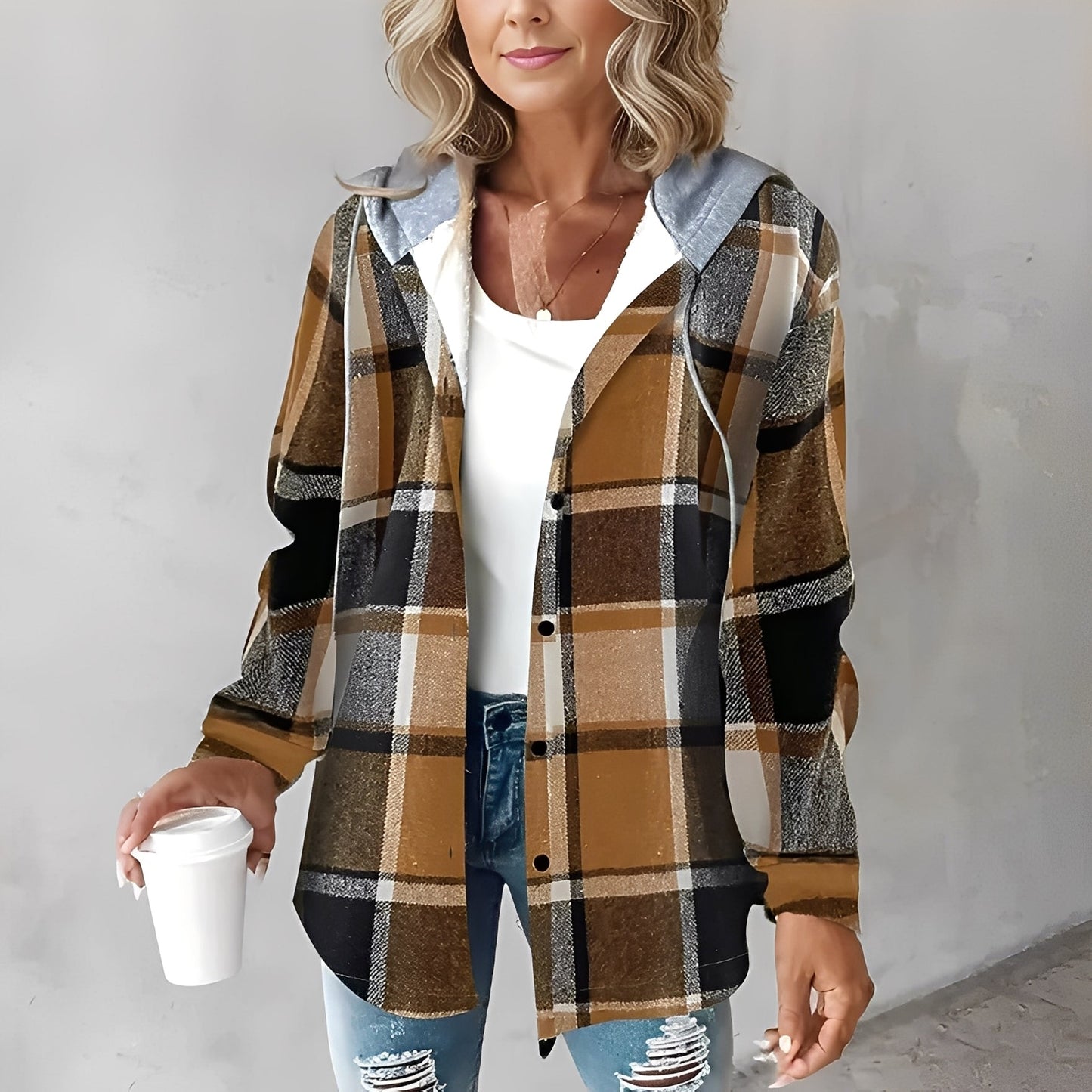 Martina - Bequeme Wolljacke mit Kapuze für Damen