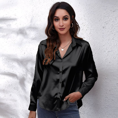 Haylee - Luftige Damenbluse aus Seide mit langen Ärmeln
