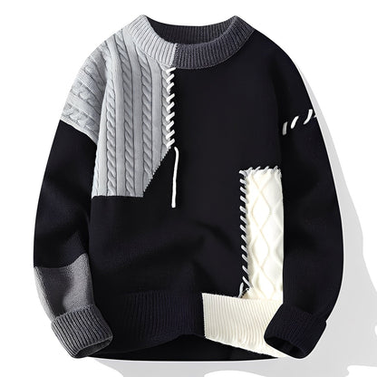 Carter - Eleganter, warmer Herrenpullover im Patchwork-Look