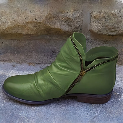 Veronica - Retro-Lederstiefel für Damen mit Zipper