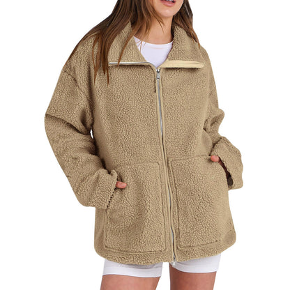 Adamina - Kuscheliger Wollmantel mit hohem Kragen für Damen