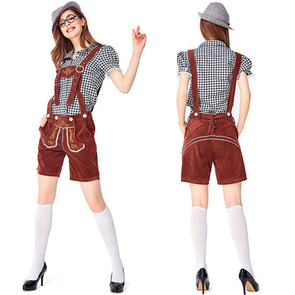 Dahlia - Oktoberfest-Outfit mit karierten Overalls für Frauen