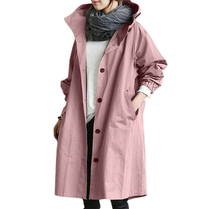 Mara – Wasserdichter Trenchcoat mit Kapuze für Regentage