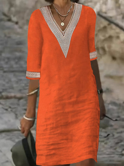 Lana – Tunika-Kleid mit V-Halsausschnitt und Spitze