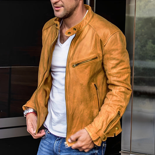 Winston - Universelle Lederjacke mit Stehkragen für Herren