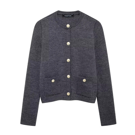 Zinnia - Bequeme Strickjacke mit goldenen Knöpfen für Damen