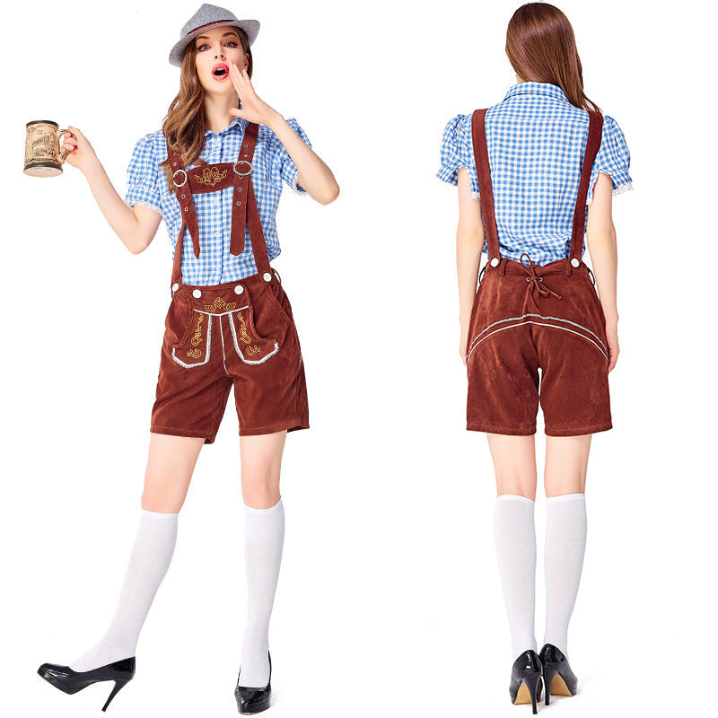 Dahlia - Oktoberfest-Outfit mit karierten Overalls für Frauen