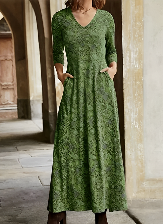 Bernadine - Damenkleid mit langen Ärmeln und Muster