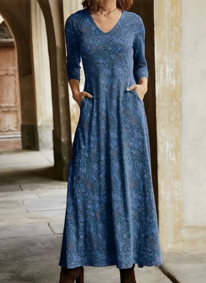 Bernadine - Damenkleid mit langen Ärmeln und Muster