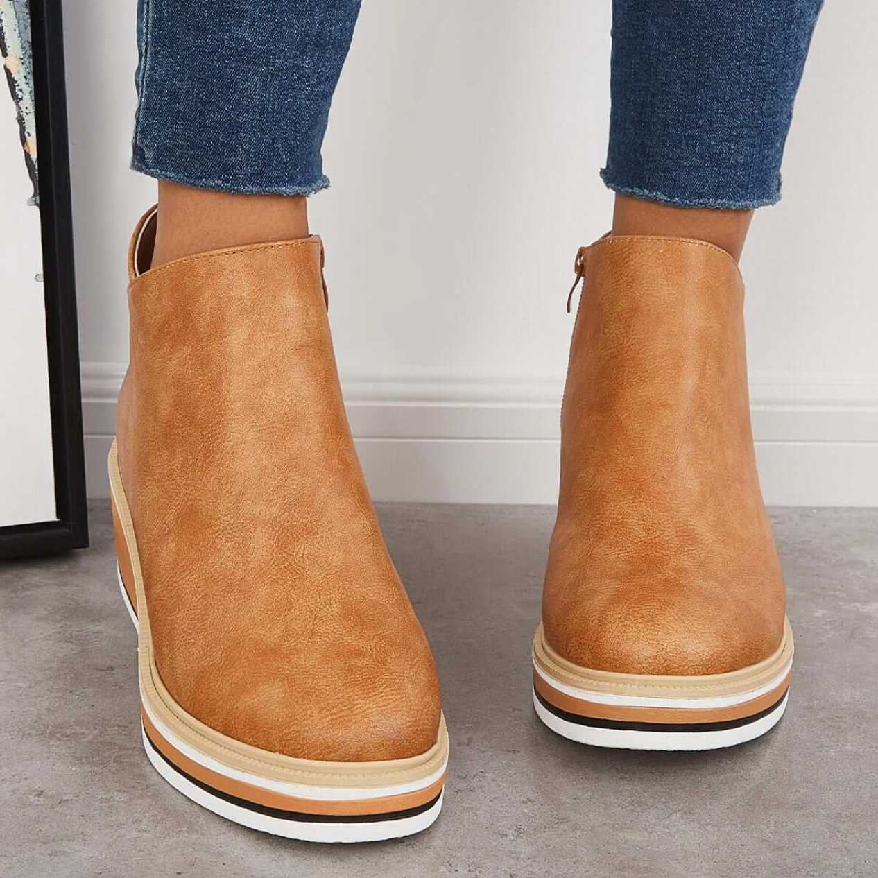 Rosanne - Modische Damenlederstiefel mit Reißverschluss