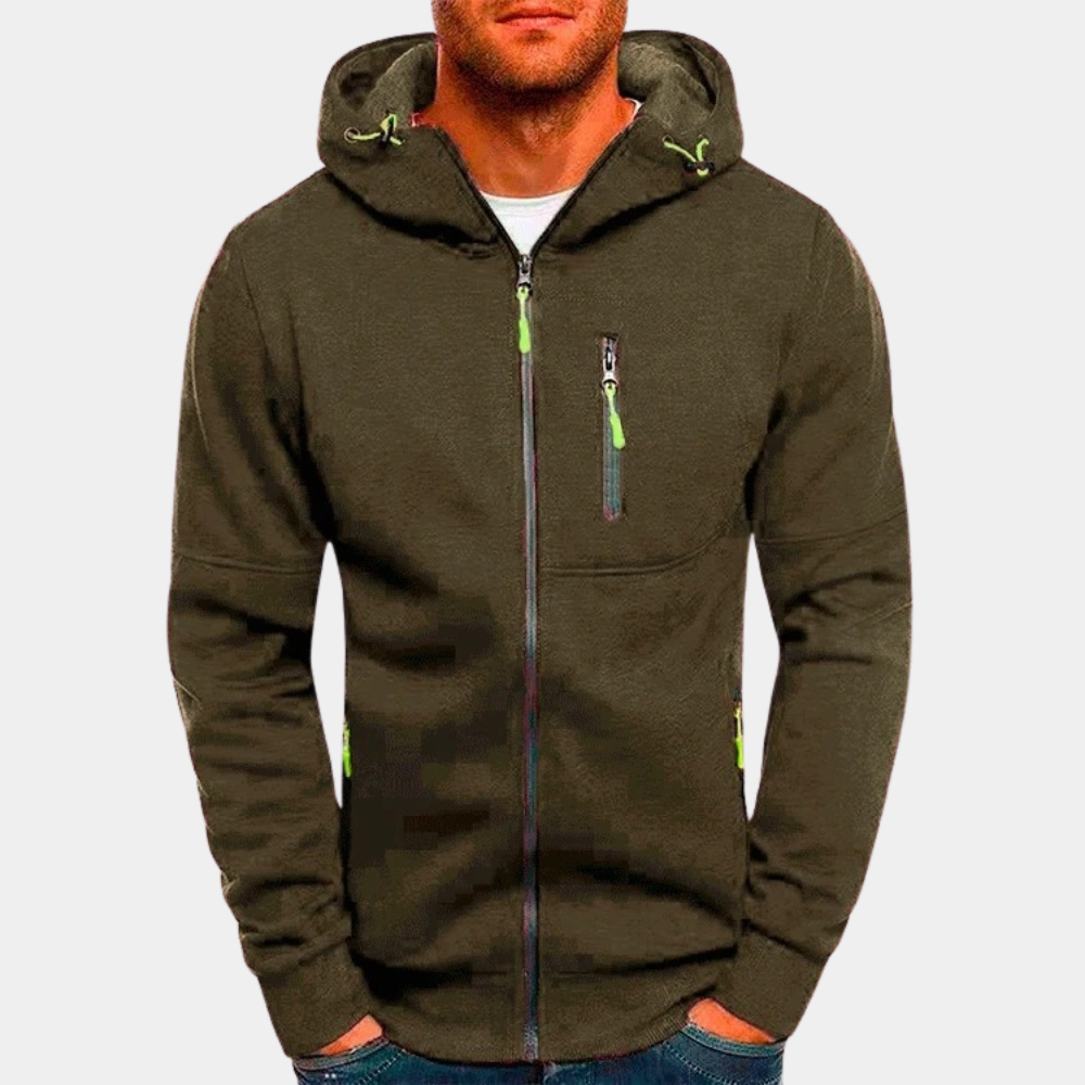 Bilbo - Vielseitiger Männerpullover mit Kapuze und Reißverschluss