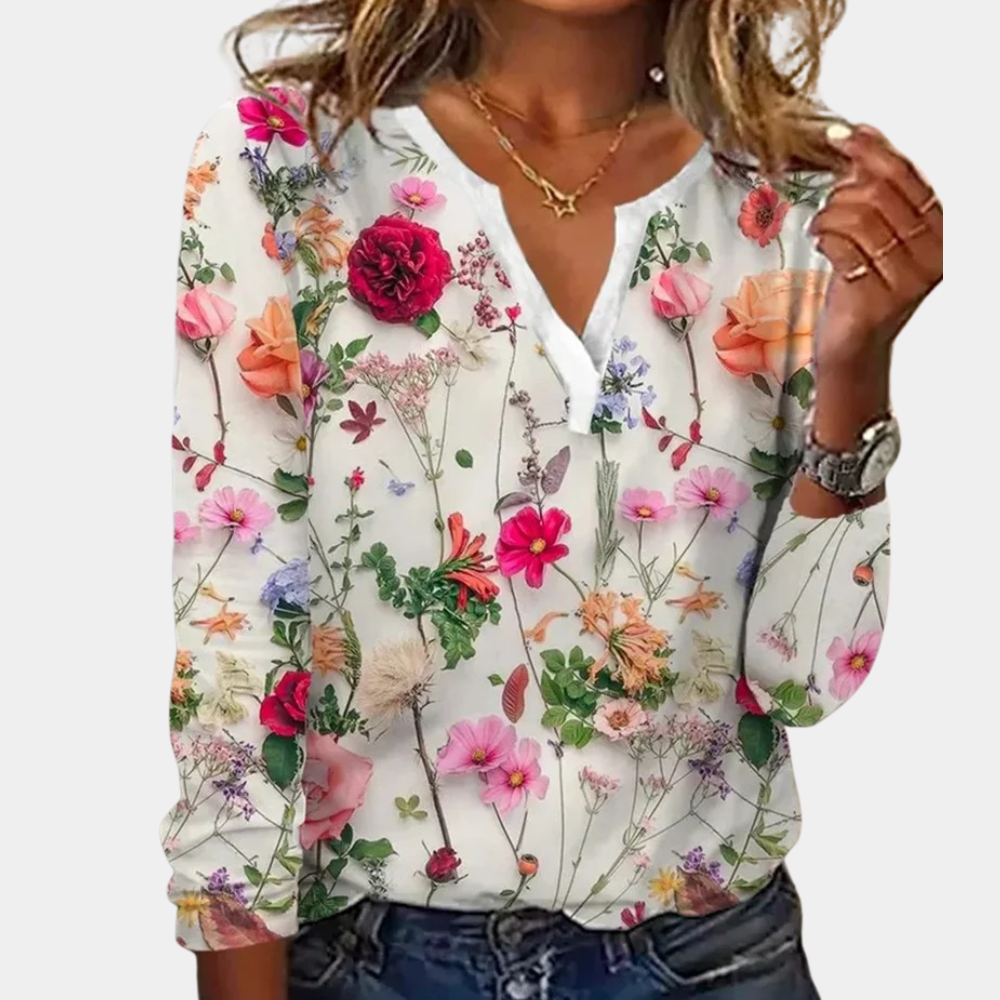 Morwen - Legere Damenbluse mit Blumenmuster