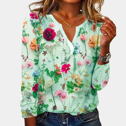 Morwen - Legere Damenbluse mit Blumenmuster