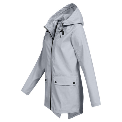 Aredhel - Damen-Regenmantel mit Kapuze, lang