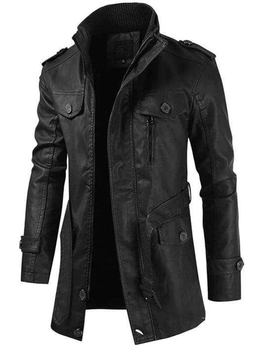 Brook - Langlebige lange Herrenlederjacke