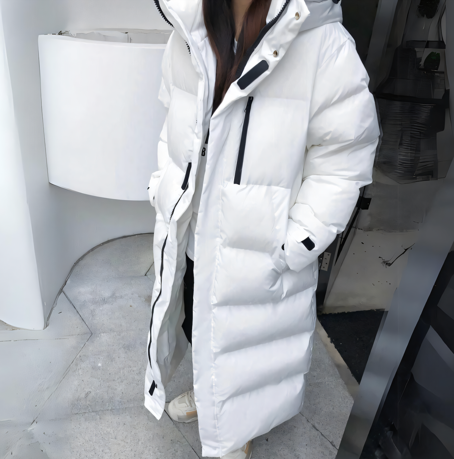 Satin - Lange winddichte Daunenjacke