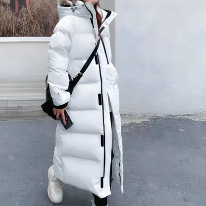 Satin - Lange winddichte Daunenjacke