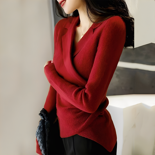 Myrtle - Zeitloser Damenpullover mit schrägem Design und enger Passform