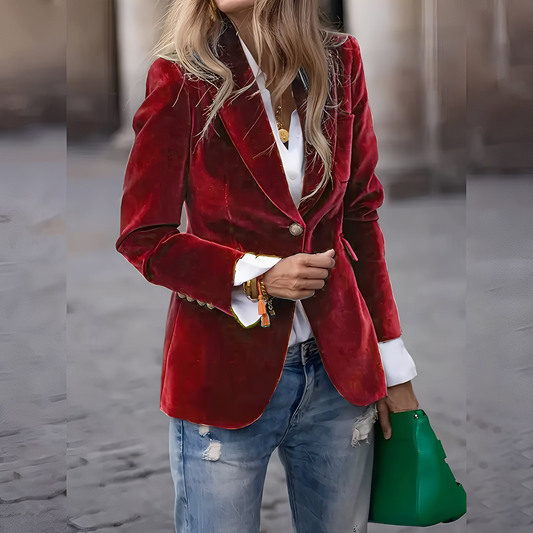 Alise - Edler, schmaler Samt-Damenblazer