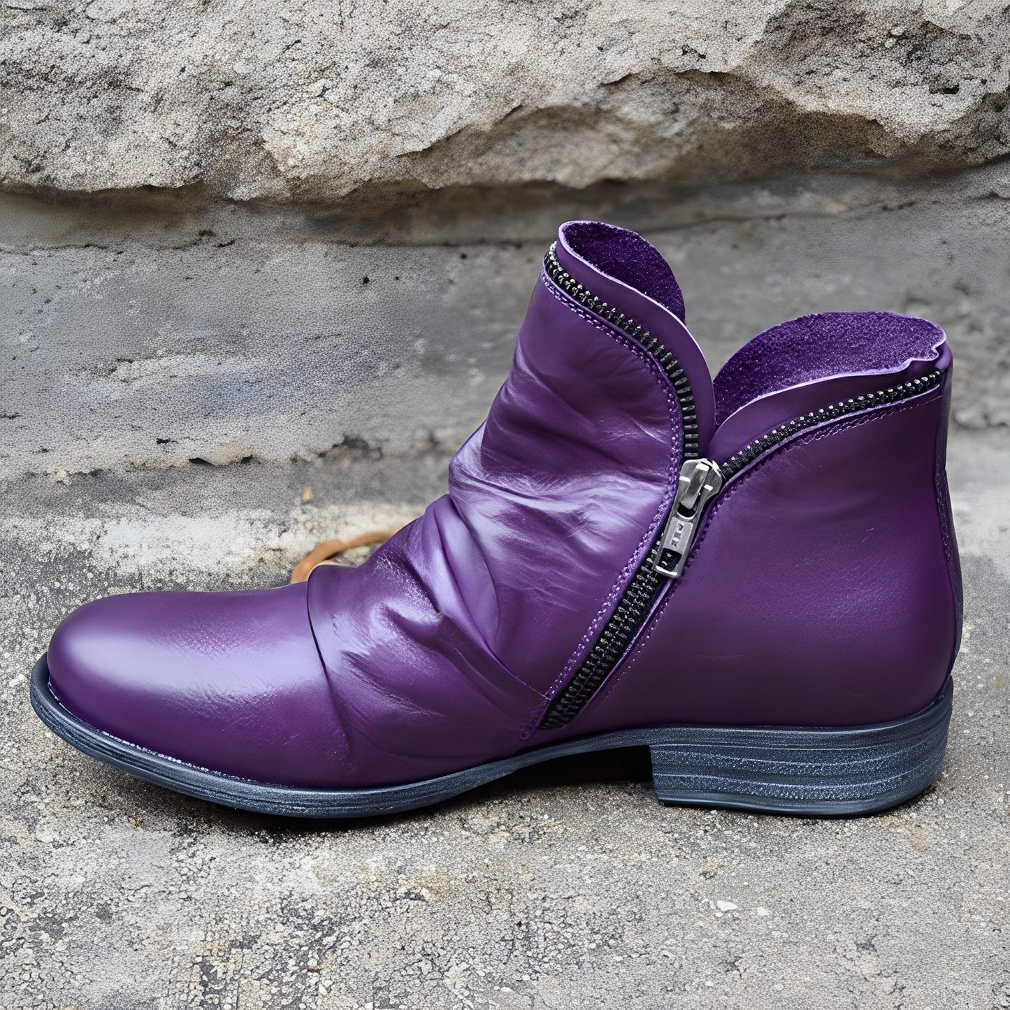 Veronica - Retro-Lederstiefel für Damen mit Zipper
